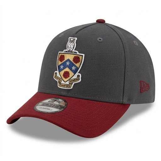 Charcoal cap with maroon brim