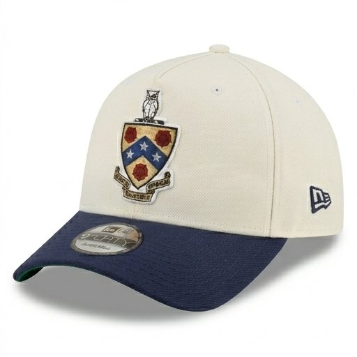 Cream cap with navy brim