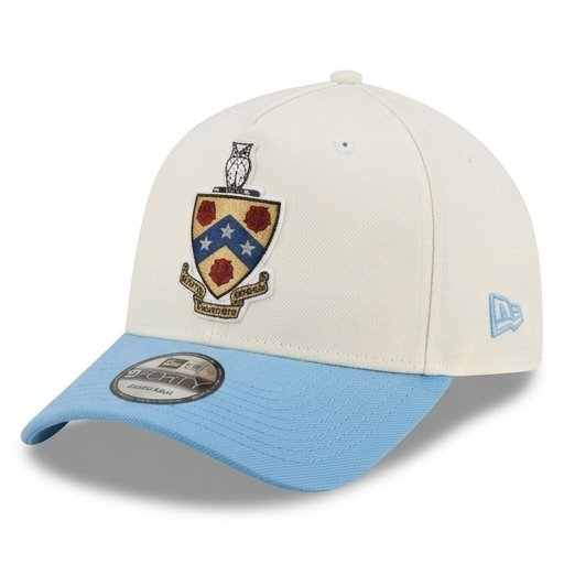 Cream cap with sky blue brim
